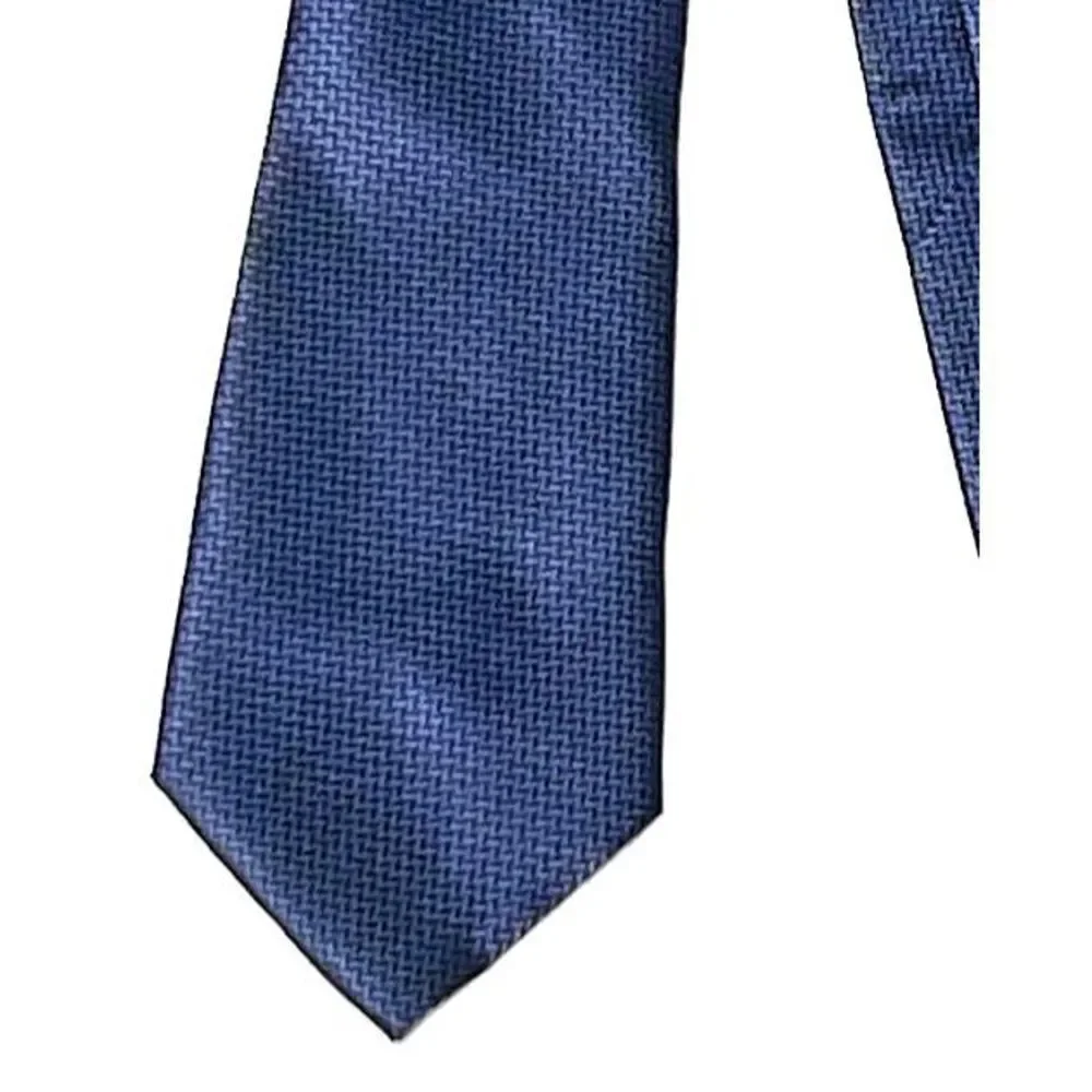Adulove Blue Textured Embroidered Geometric  Tie
